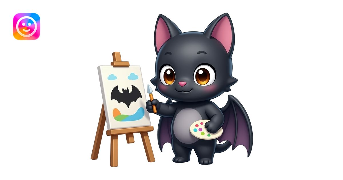 chibi anime bat paints picture emoji | AI Emoji Generator