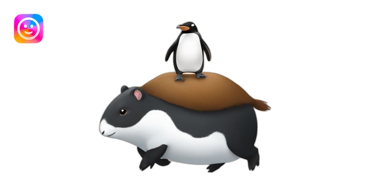 Penguin riding a capybara emoji | AI Emoji Generator