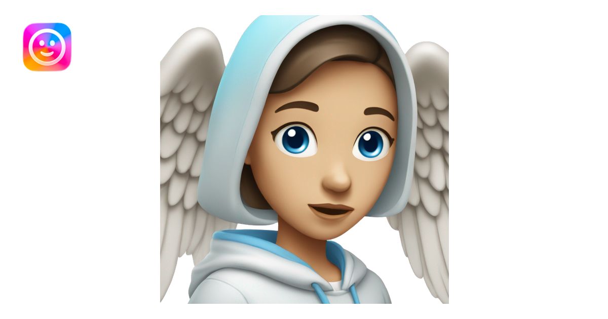 White brunette female Angel with blue eyes and dimples wearing a hoodie ...