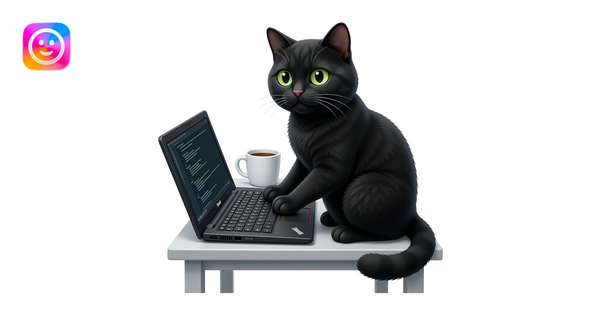 Black Scottish Fold cat typing on black ThinkPad laptop with red ...