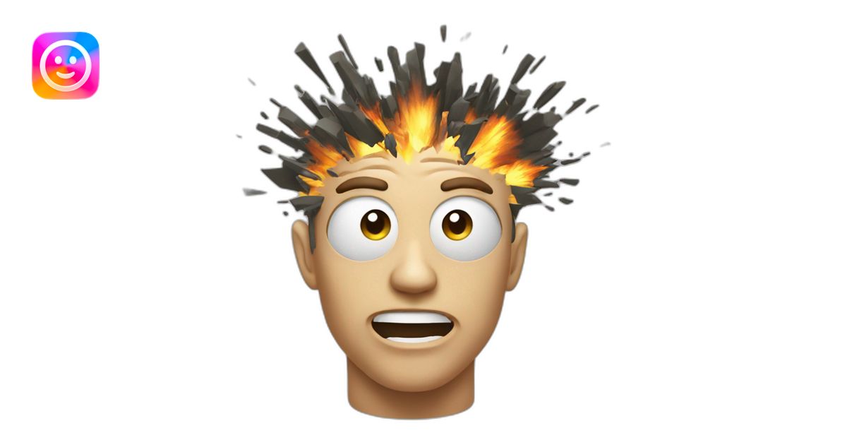 big exploding head emoji with glitch emoji | AI Emoji Generator