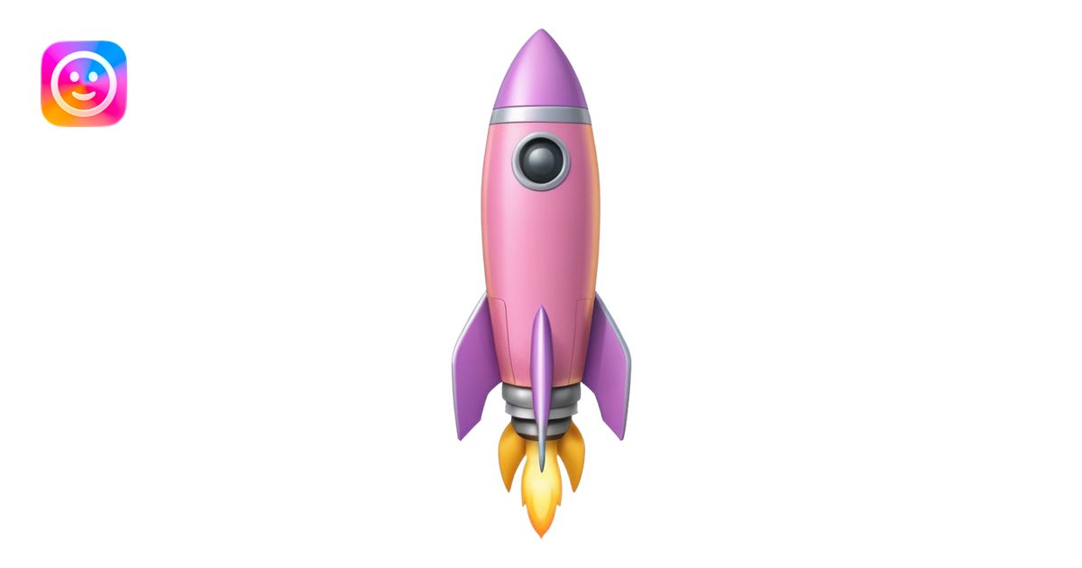A single rocket, colored in pastel pink and yellow, glossy and smooth ...