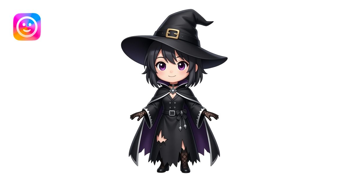 chibi anime old vampire witch full body emoji | AI Emoji Generator
