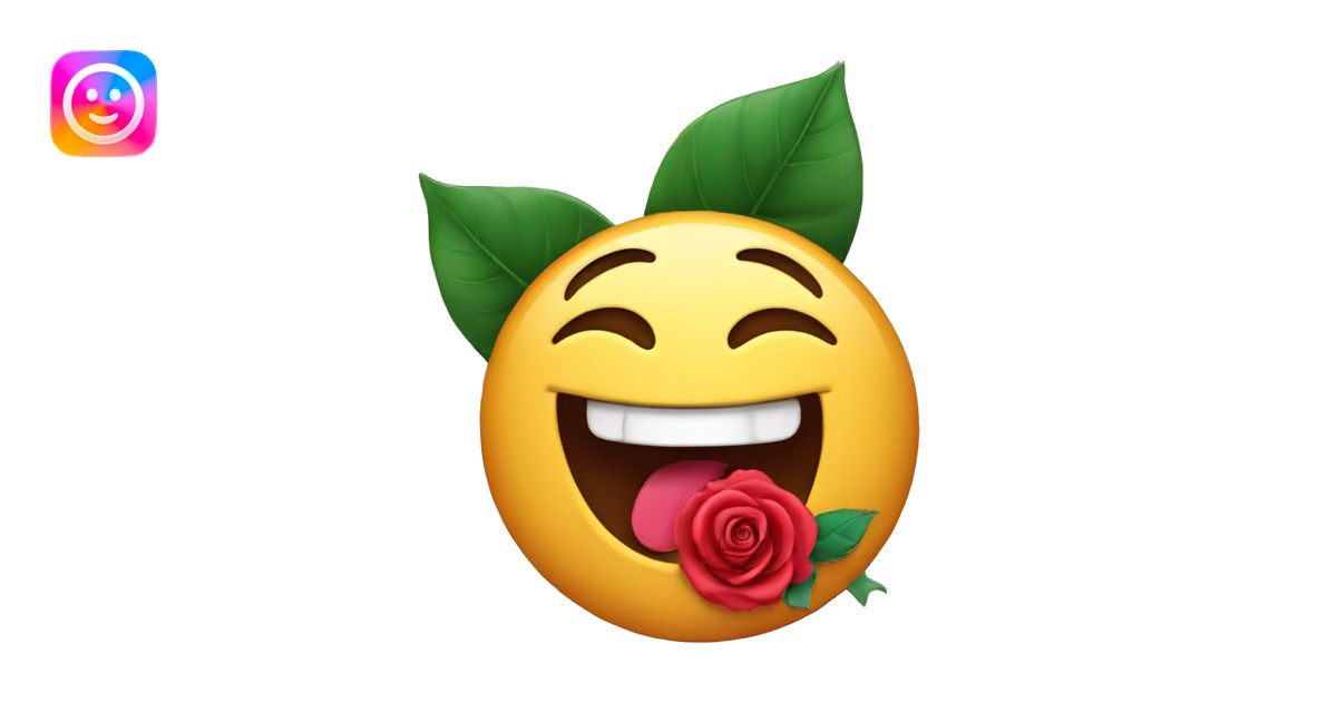 Smile face with rose in mouth emoji | AI Emoji Generator
