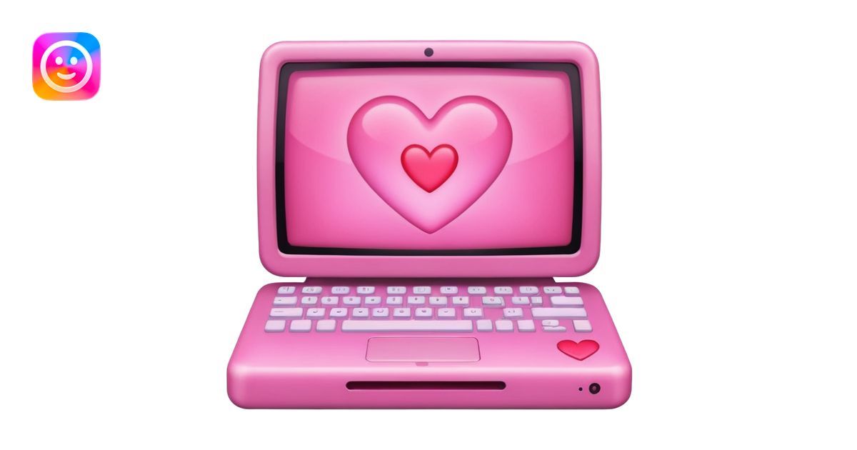Pink computer with a little heart in the middle emoji | AI Emoji Generator