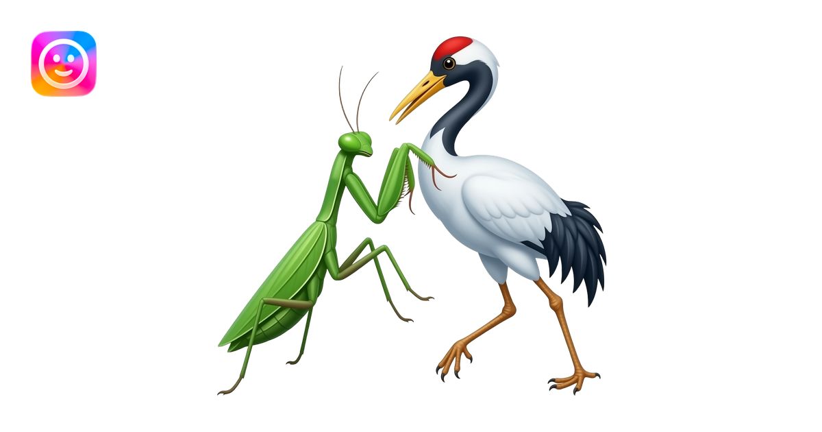 a mantis and a crane fighting emoji | AI Emoji Generator