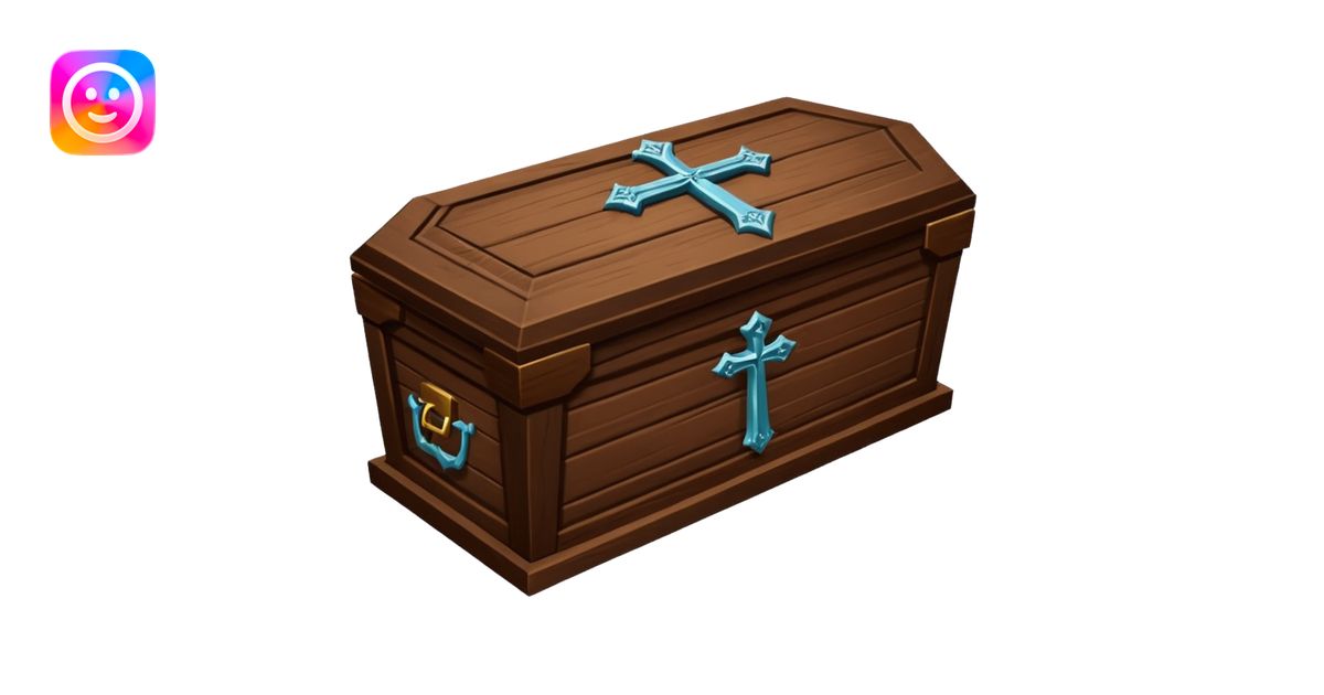 coffin with large nails and carved cross emoji | AI Emoji Generator