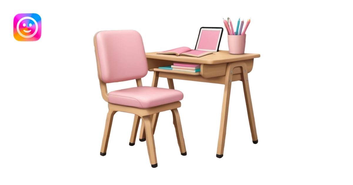 Student library table with pastel pink stationery, beige tote bag on ...