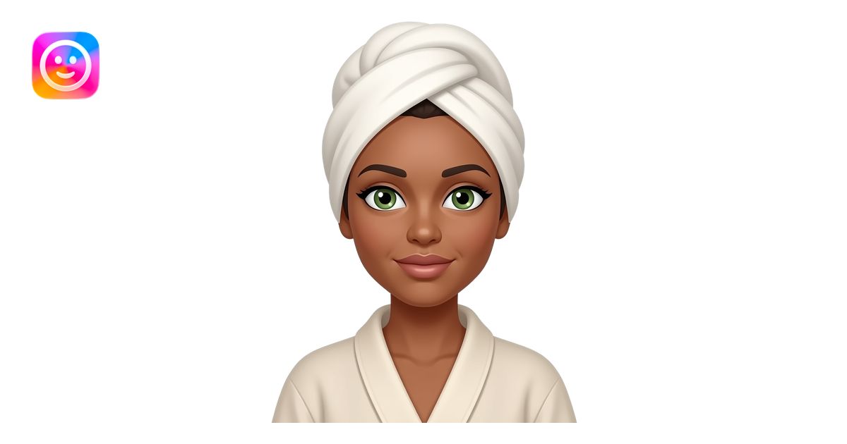 a woman with olive skintone using a robe and a towel on her head with ...