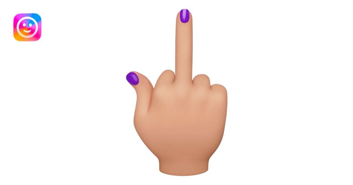 Hand flipping the middle finger with purple nails emoji | AI Emoji ...