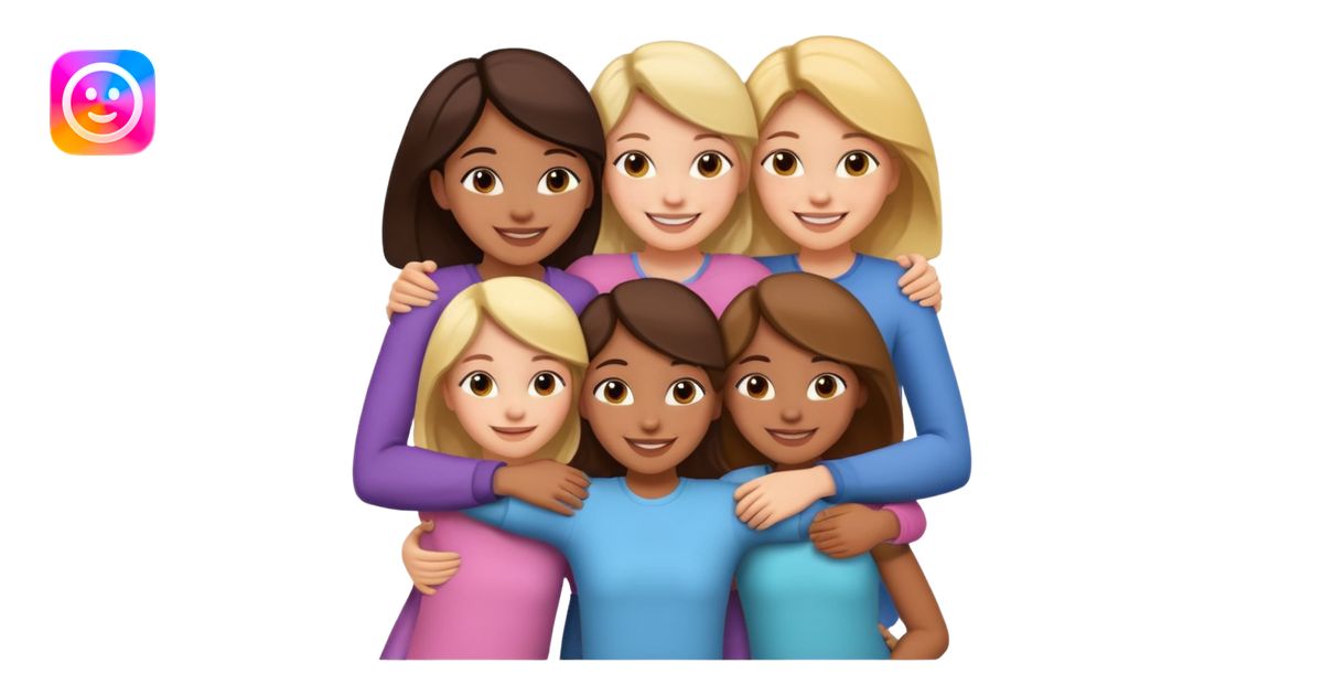 Girls with their arms around each other emoji | AI Emoji Generator