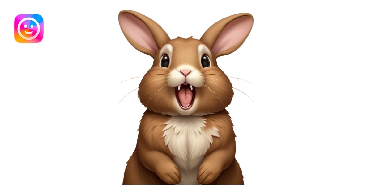 Cinematic Cute Yawning Brown Rabbit Portrait Emoji, Head tilted ...