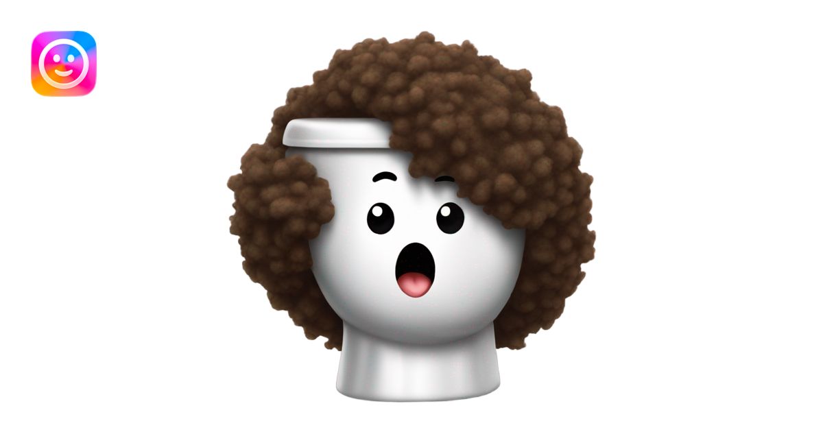 Poo with Afro hair with 2 legs running away from toilet emoji | AI ...