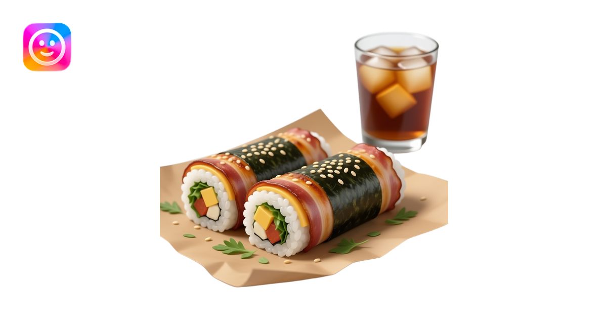 Ultra-realistic grilled bacon-wrapped rice rolls with nori, cheese, and ...