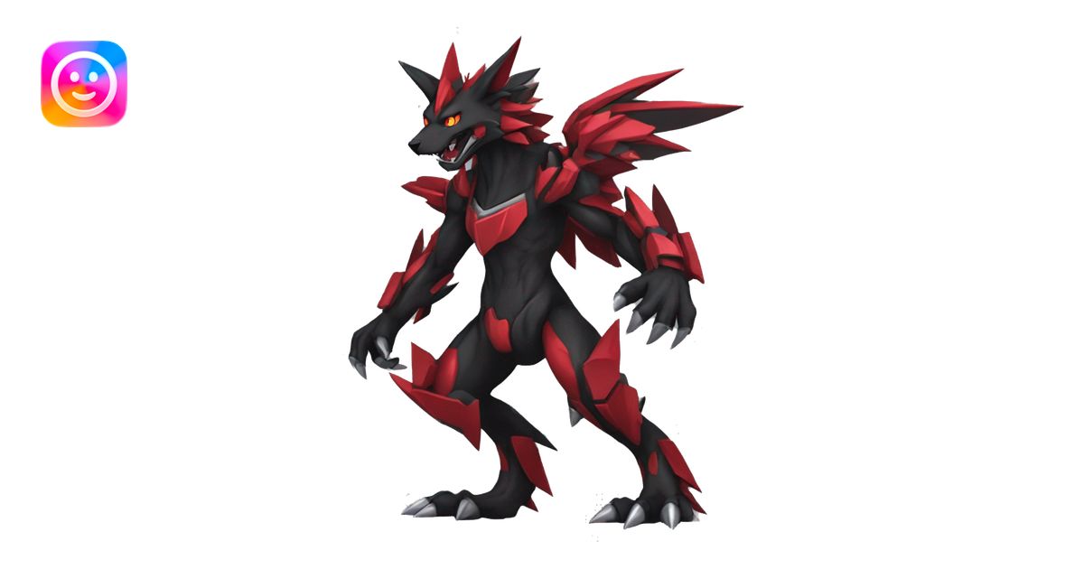 Cool Edgy Black Red Digimon-Fakemon-Garurumon-Loogamon-Wolf full body ...