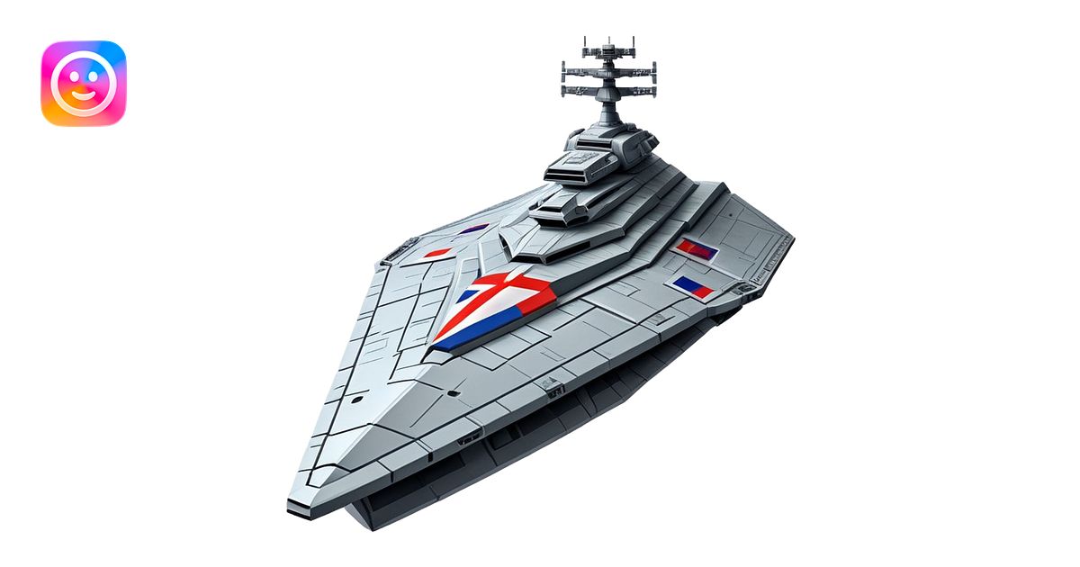 Giant star destroyer style Russian spacecraft with flag pattern on hull ...