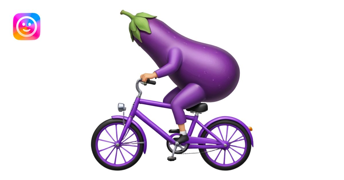 Eggplant riding a bike emoji | AI Emoji Generator