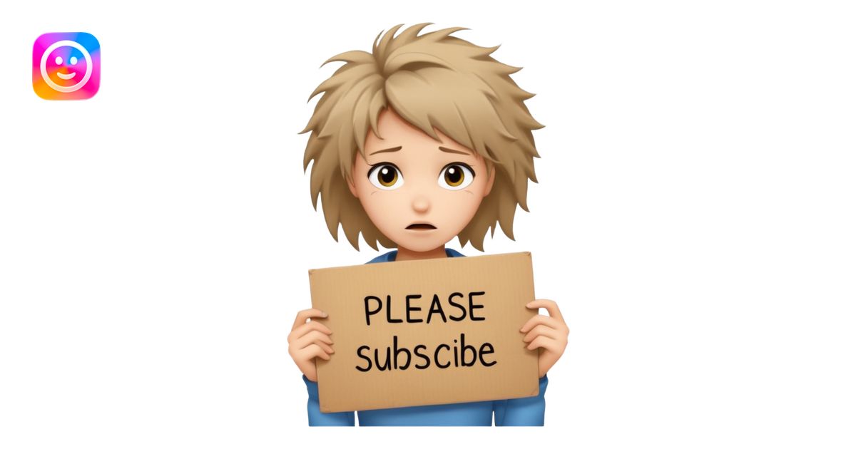 Sad realistic emoji of a young woman with messy hair, holding a ...