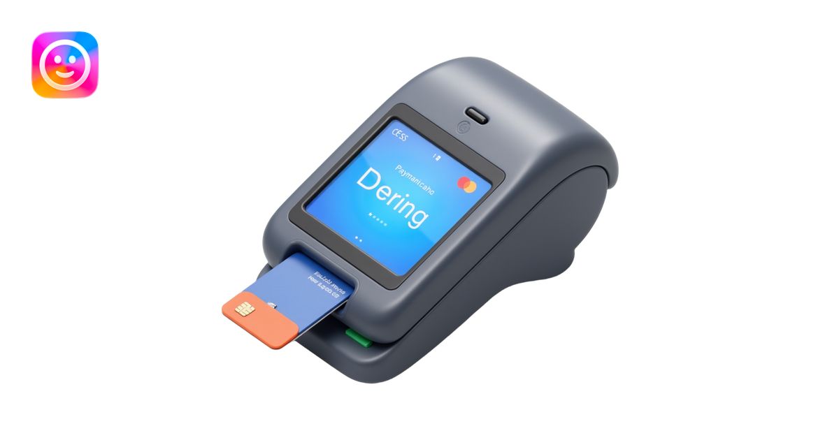 a modern payment terminal with a large screen showing a loading ...