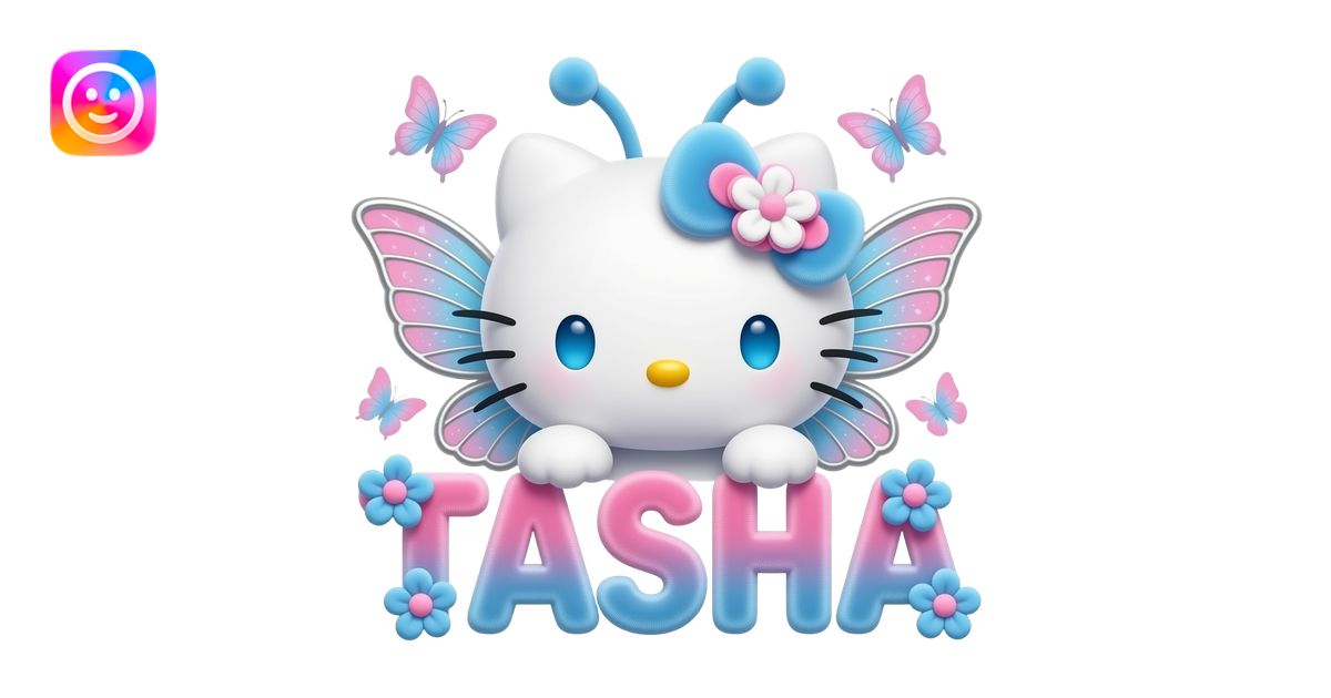 White velvety fur 3D hello kitty head, blue eyes, pink white blue ombre ...