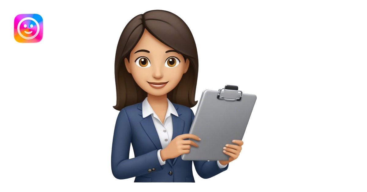 Emoji of an HR specialist: friendly smile, holding a clipboard or ...