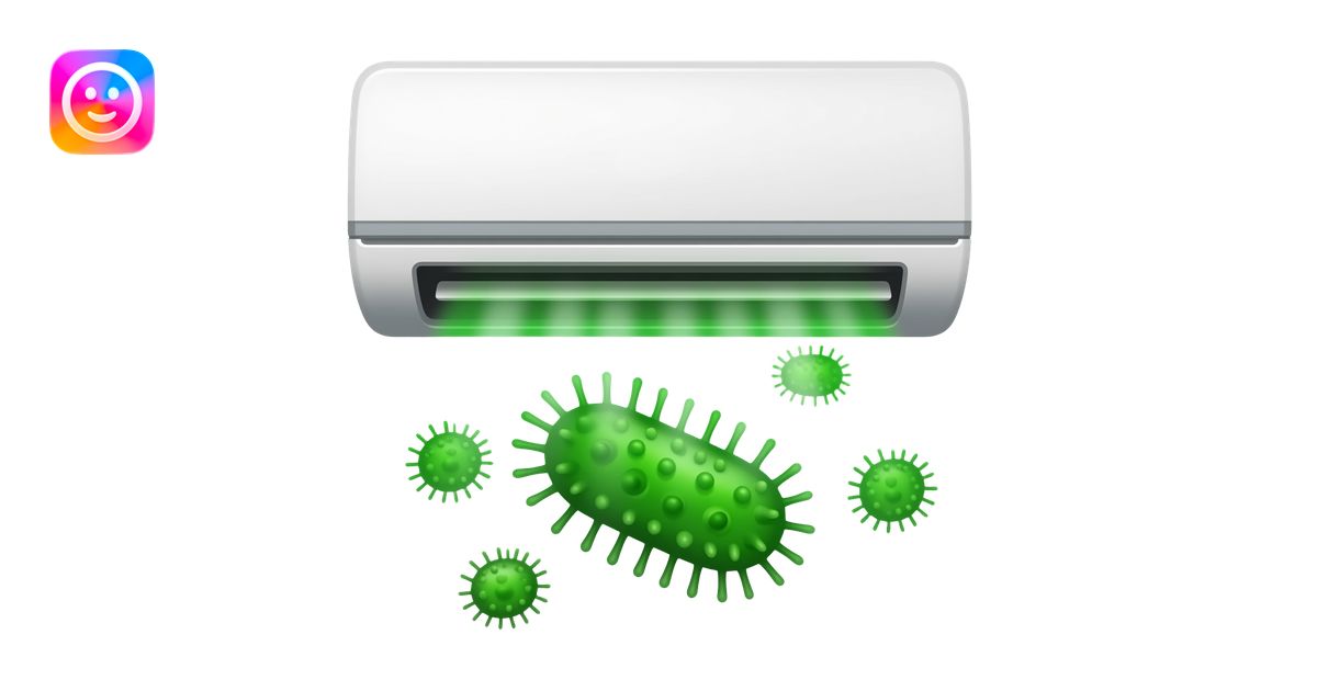 air-conditioner with green toxic air and microbe emoji | AI Emoji Generator