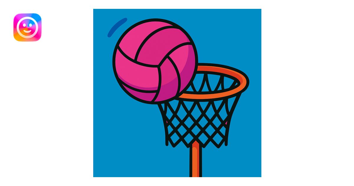 Change the netball to pink, keep the vibrant toon style with the hoop ...