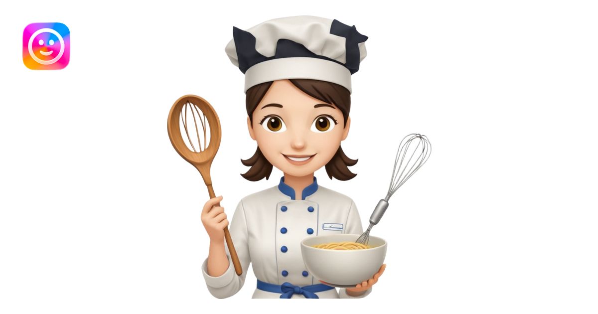 female chef holding whisk and bowl emoji | AI Emoji Generator