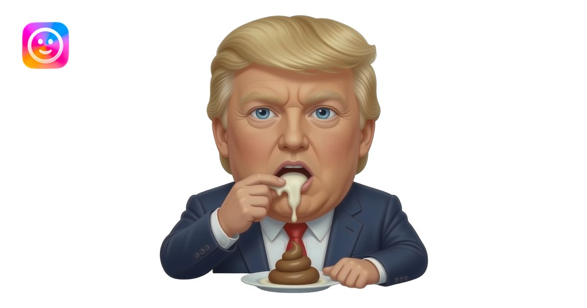 Adolf Trump eating white slimly brown gpoop emoji | AI Emoji Generator