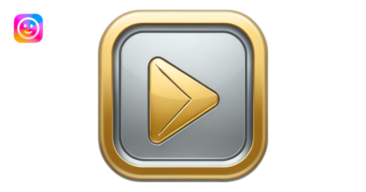 golden play button with silver edges emoji | AI Emoji Generator