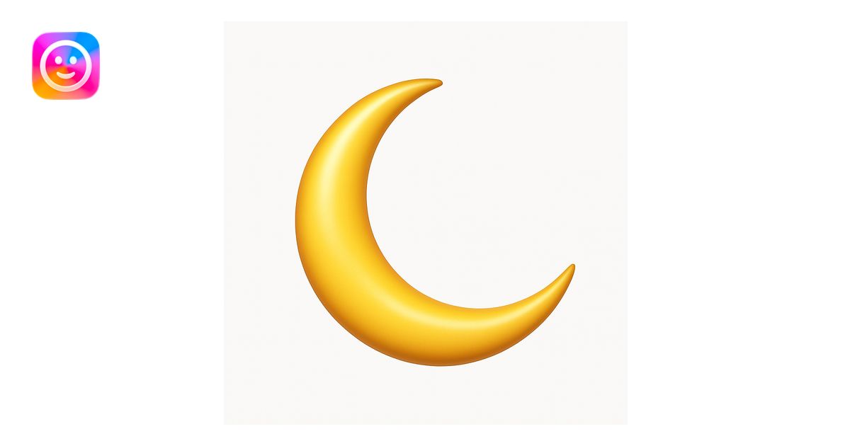 A 3D emoji in iOS emoji aesthetic style of a crescent Moon, slim curved ...