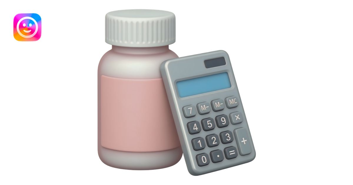 aesthetic pastel pink pill bottle with calculator leaning on it emoji ...