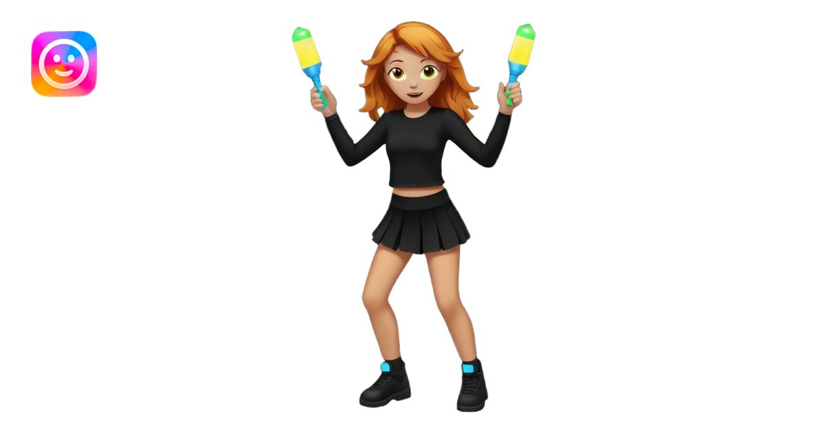 Ginger girl dancing at a rave. Full body, wearing dark colours emoji ...