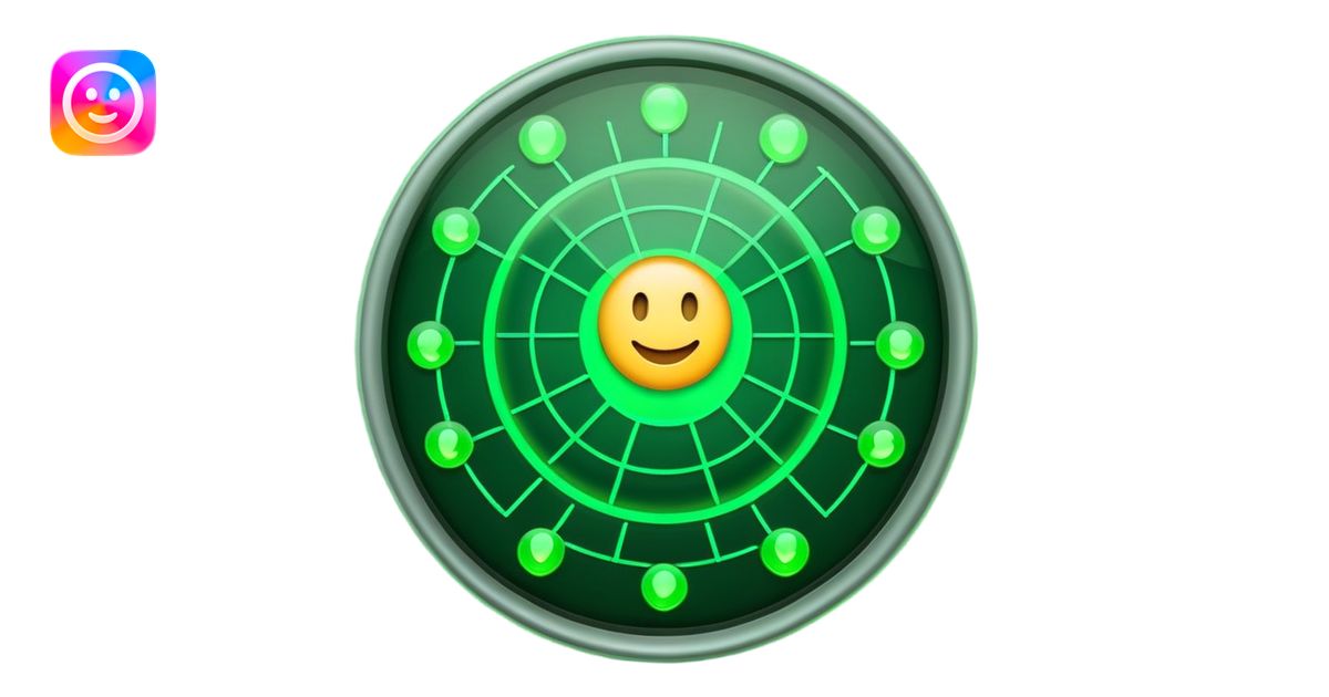 radar system scanning for emoji faces, radar screen with emoji blips ...