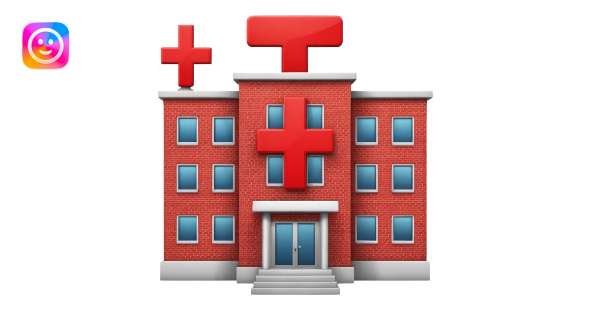 A hospital building with a large red +. In PNG format. emoji | AI Emoji ...