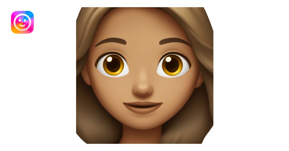 Girl with long brown hair hazel eyes dimples emoji | AI Emoji Generator
