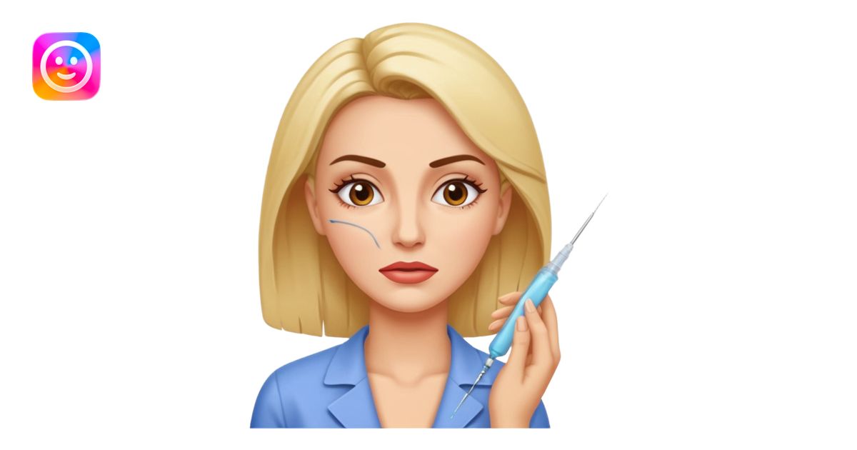 Woman taking a botox injection in the face emoji | AI Emoji Generator