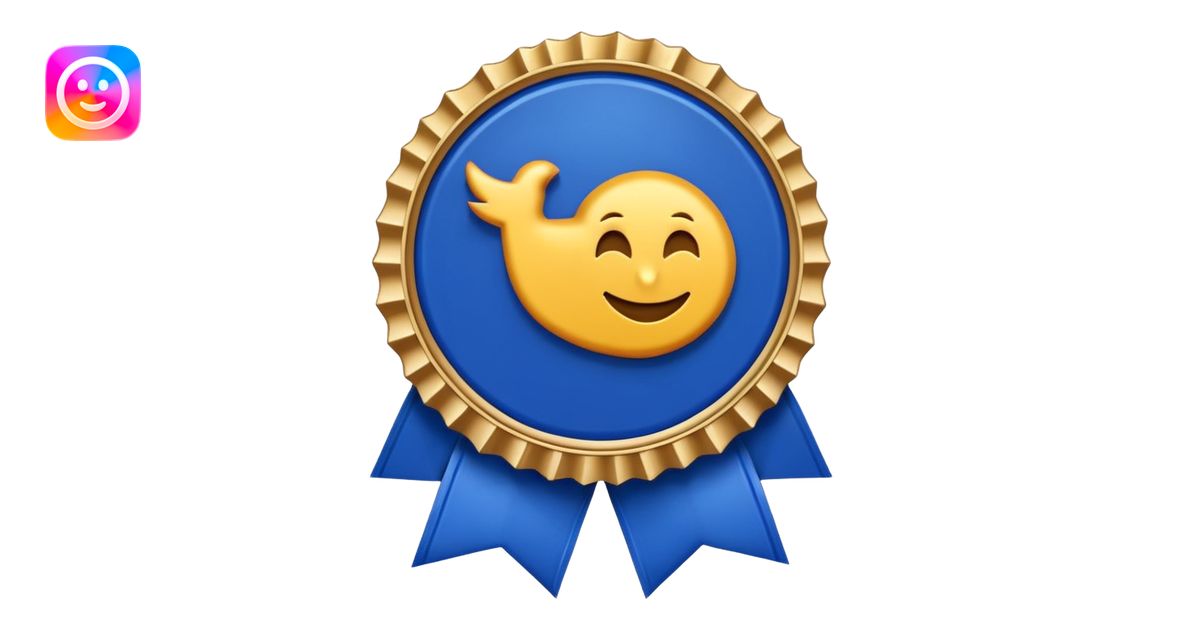 A high-resolution 3D emoji of a social media verification badge. A ...