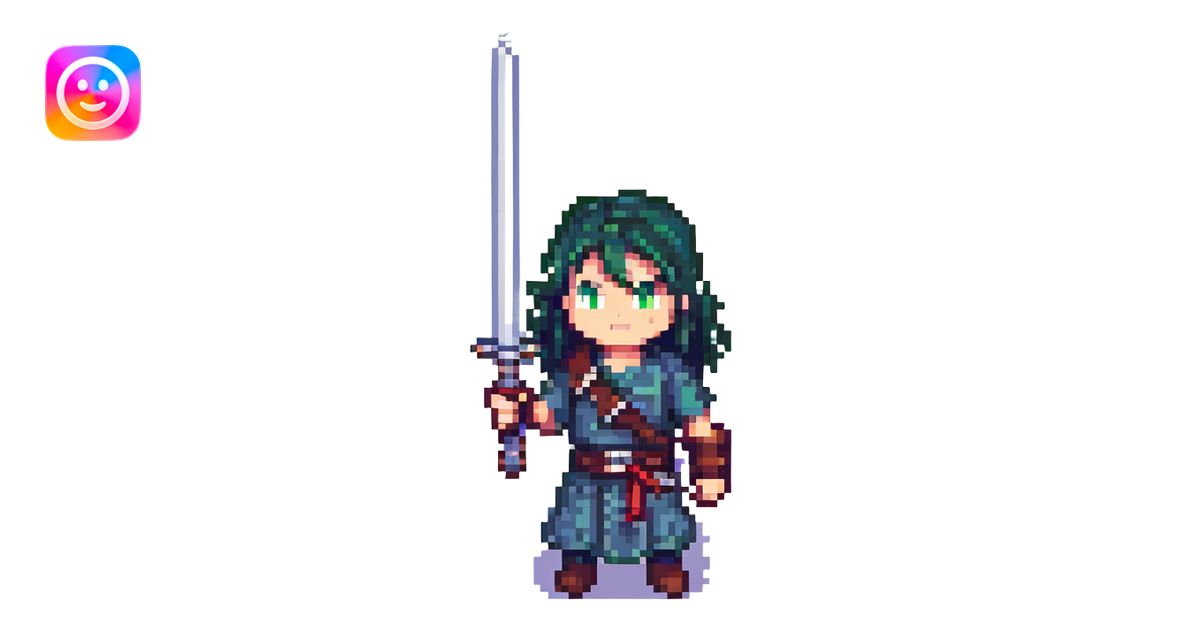 Muichiro Tokito from Demon Slayer, pixel art style, standing with sword ...