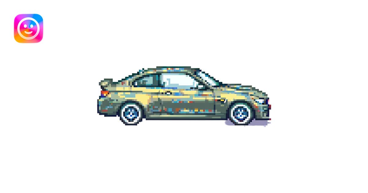 BMW M4, pixel art style, compact, retro, side profile emoji | AI Emoji ...