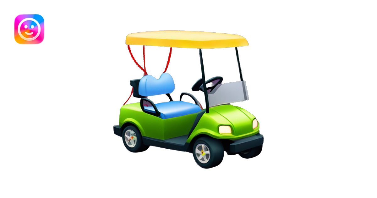 Golf cart lit up with Christmas lights and sound emoji | AI Emoji Generator