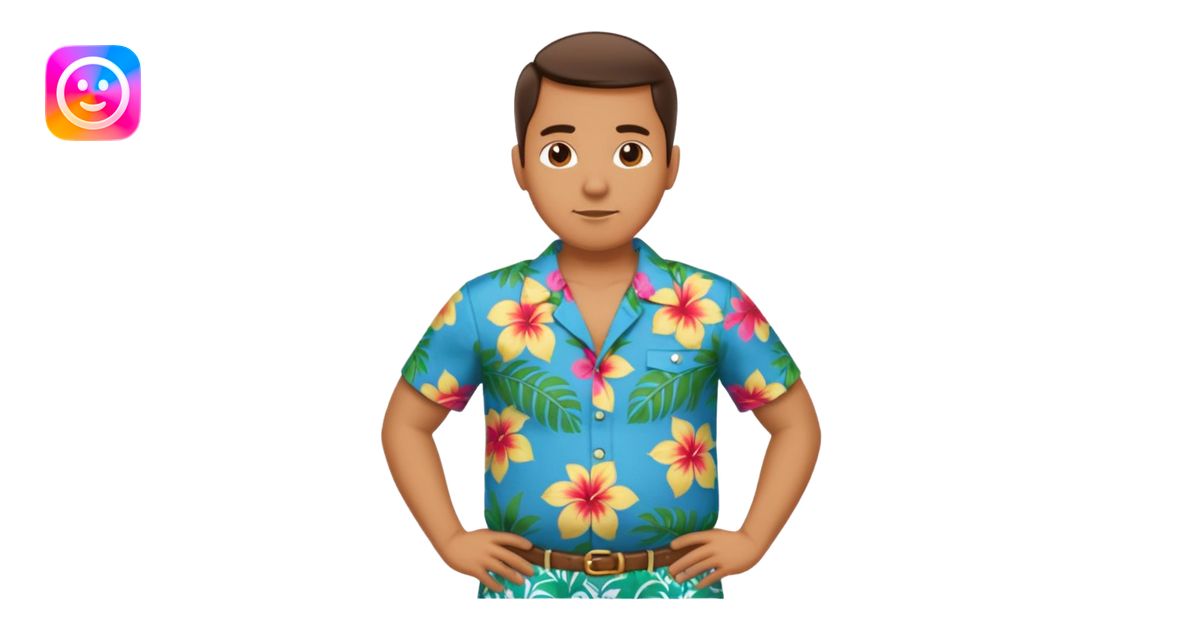 Man standing with his belly out at his hands behind his back emoji | AI ...