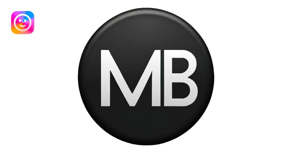 Black circle with “MB” written on in the middle of it. Nothing else no ...