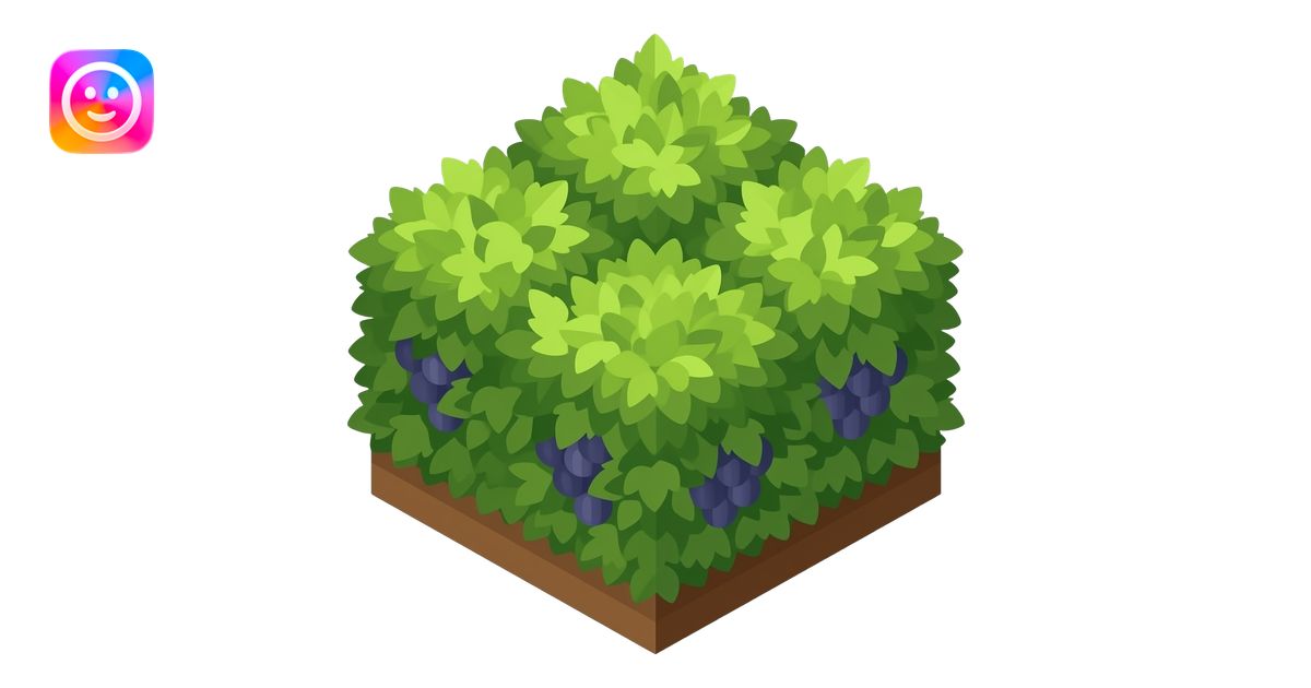 The grapevine bush grows on the ground top view isometric no background ...
