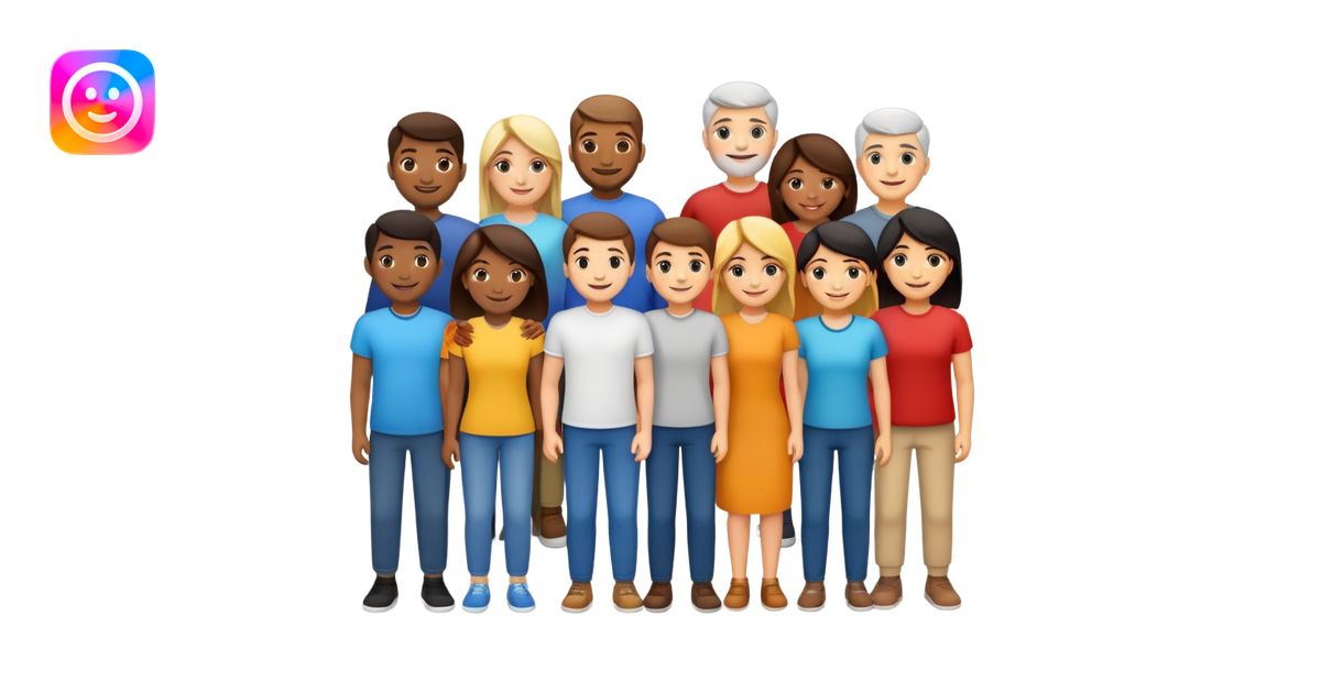 Group of diverse people standing together in unity emoji | AI Emoji ...