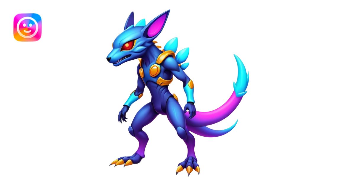 modern colorful neon-colored Fakémon-Protogen-creature (full body ...