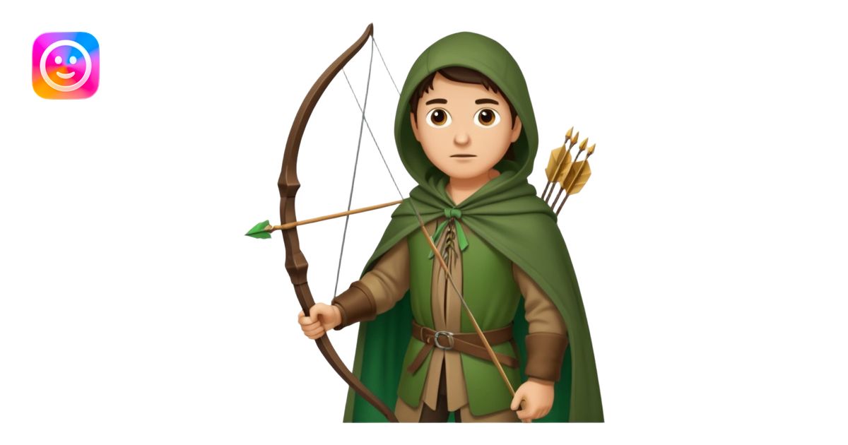 The classic hunter image with bow and arrow emoji | AI Emoji Generator