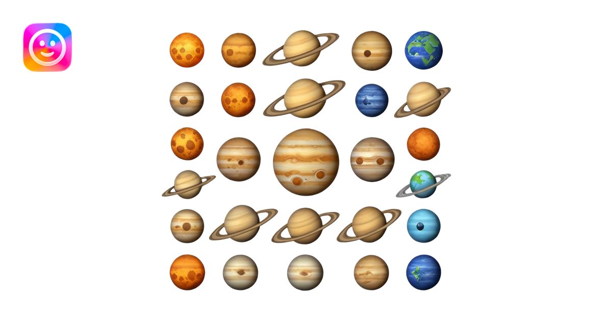 12 planets emojis I need a line for each planet mercury emoji | AI ...
