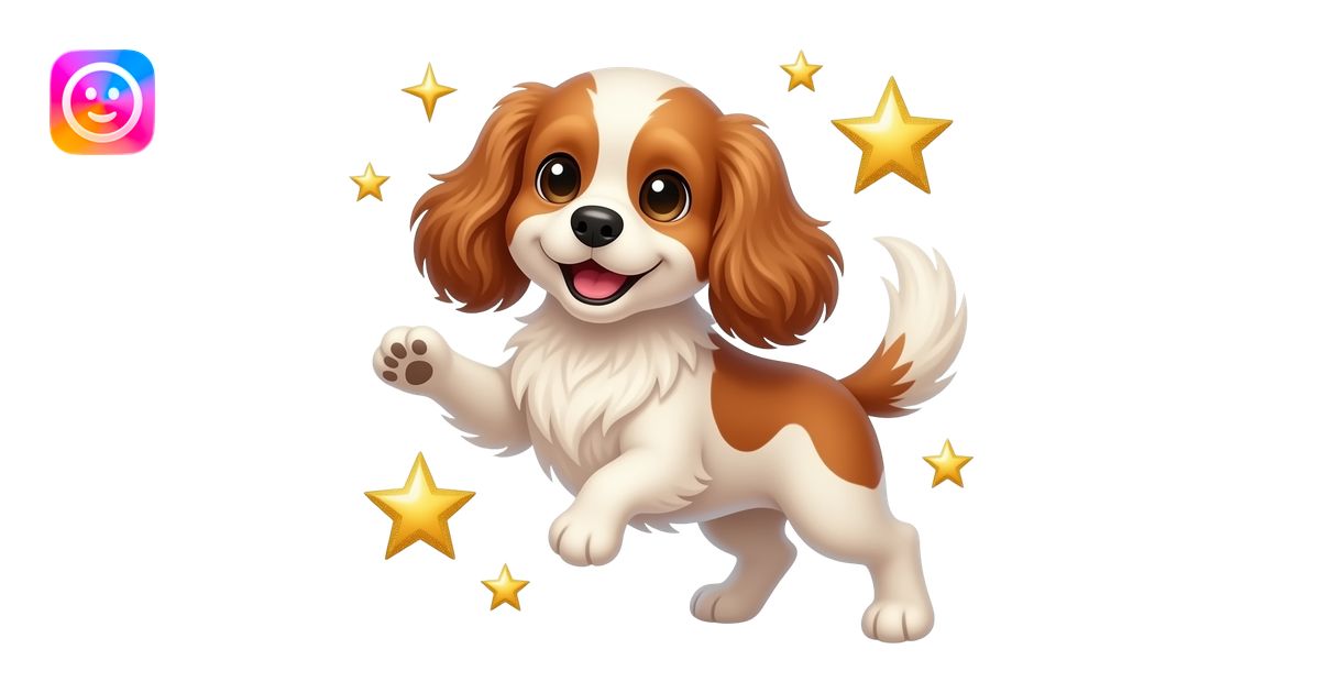 make a smiling dog- king charles spaniel danicing with the stars emoji ...