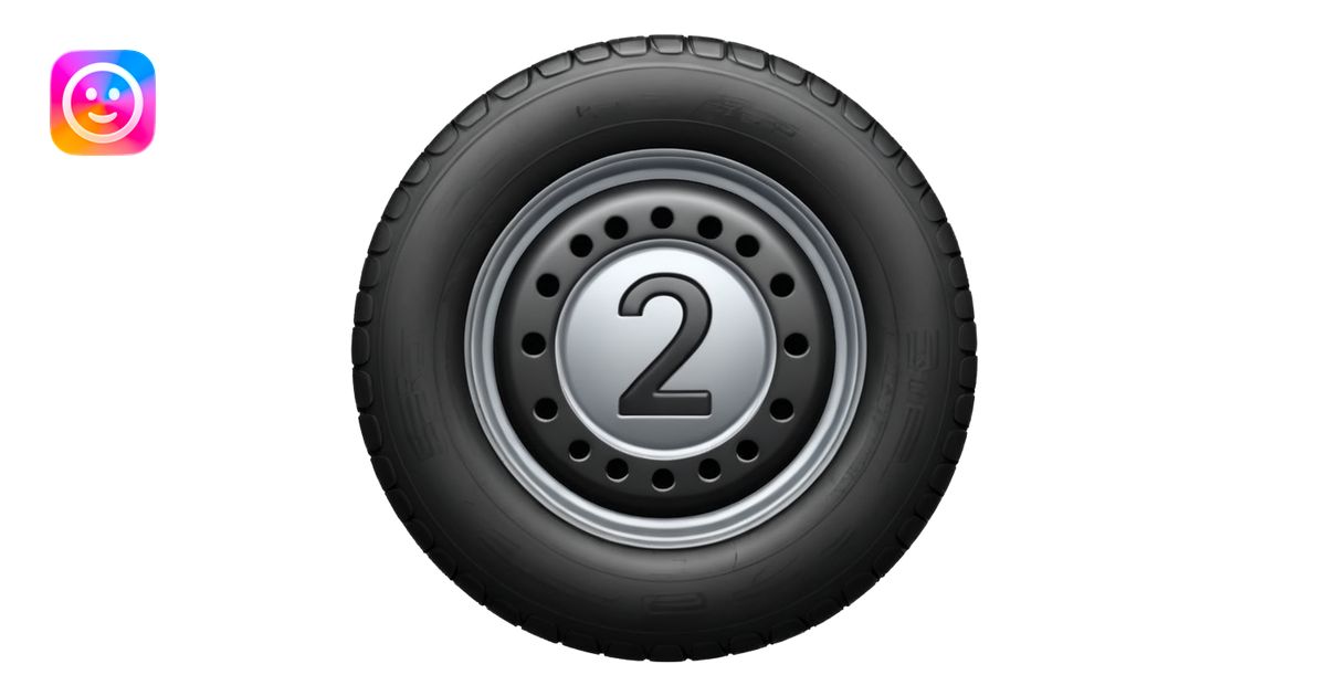 semi tire with the number 2 in the center emoji | AI Emoji Generator